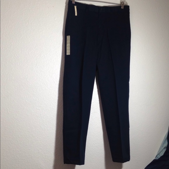 Men's NWT Haggar Plain Front 34W Navy Khaki Slacks - Picture 1 of 6